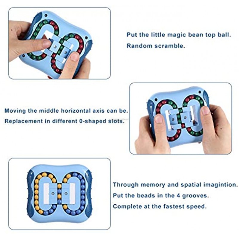 gootrades 2Pcs Magic Bean Rotating Cube Decompression Toy | Square&Round Rotating Small Beads Puzzles Game for Kids Exercise Brain Fidget Toy IQ Magic Bean Toys