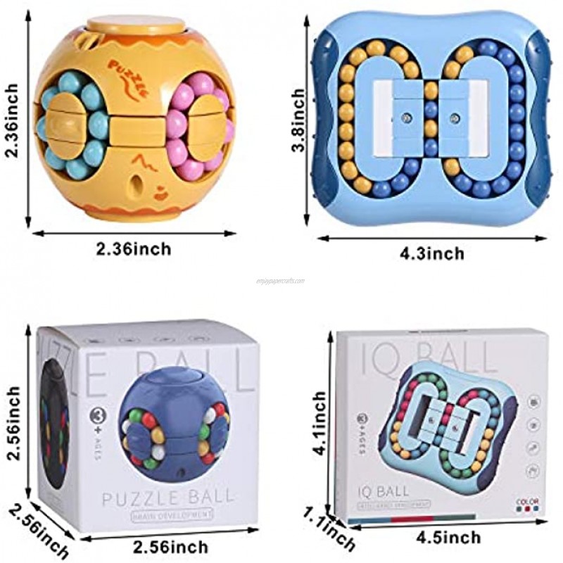gootrades 2Pcs Magic Bean Rotating Cube Decompression Toy | Square&Round Rotating Small Beads Puzzles Game for Kids Exercise Brain Fidget Toy IQ Magic Bean Toys