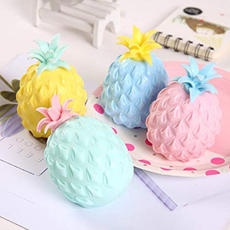 Pineapple Stress Relief Squishy Toy Miniature Novelty Fidget Stress Ball Squeeze Pull Pineapple Fruit Gel Water Beads Squeeze Pull and Stretch Promote Stress Relief Kids and Adults Blue