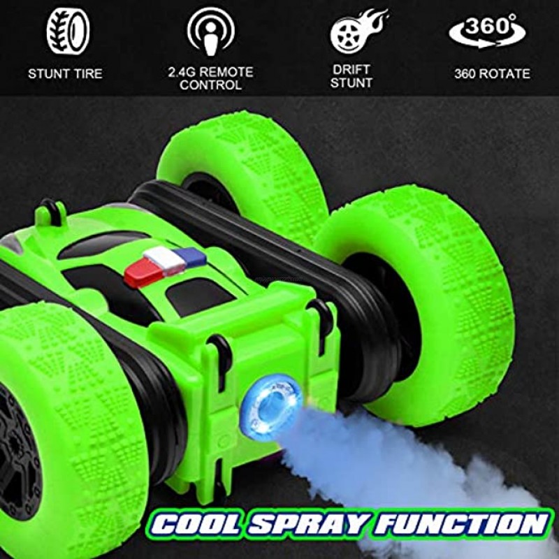 Remote Control Car for Kids 4WD 2.4Ghz Double Sided Fast Off-Road Stunt RC Car Toy,360 Flips and Spins,All Terrain Rechargeable Light Up Drifting RC Crawler for Kids&Adults