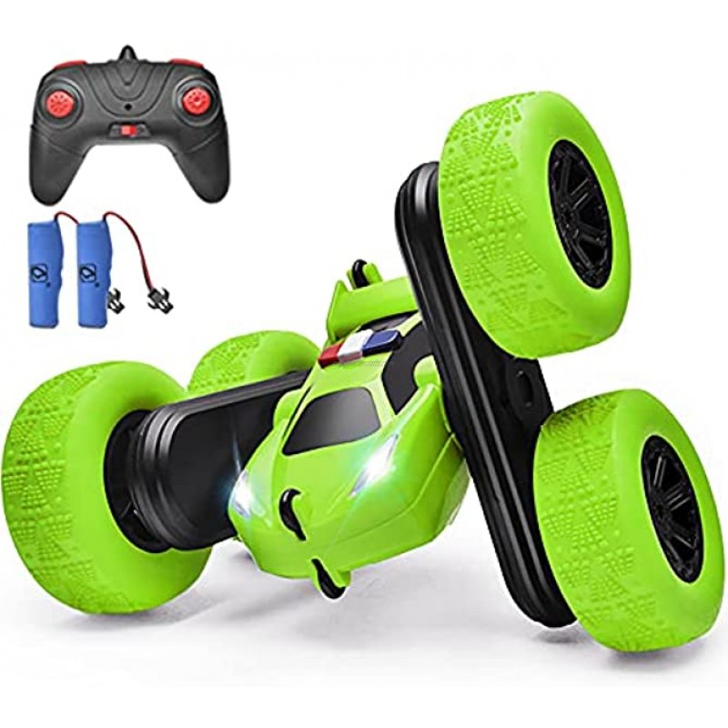 Remote Control Car for Kids 4WD 2.4Ghz Double Sided Fast Off-Road Stunt RC Car Toy,360 Flips and Spins,All Terrain Rechargeable Light Up Drifting RC Crawler for Kids&Adults