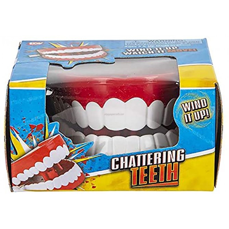 The Dreidel Company Wind Up Teeth Chomping & Chattering Teeth Toys for Kids Birthday Party Favors Novelty and Gag Gifts 2.5 Inches Single
