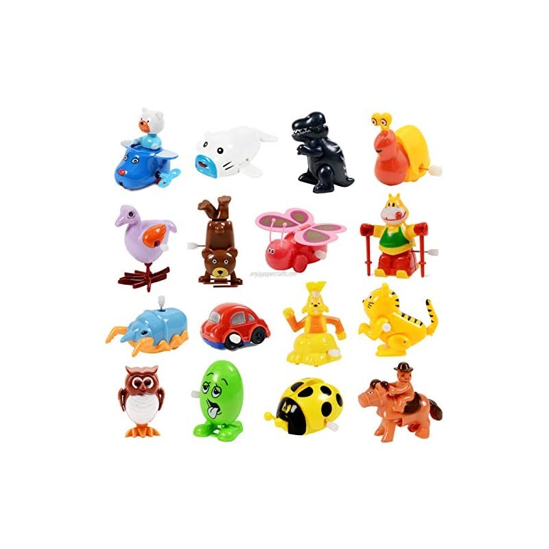 Wind Up Toy,16 Pack Assorted Clockwork Toy SetContents and Color May Vary,Original Color Wind Up Animal Party Favors Toy Great Gift for Boys Girls Kids Toddlers