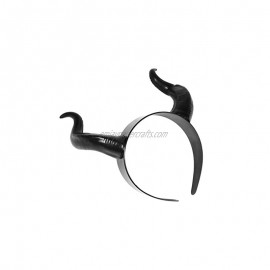 Minkissy Gothic Ox Horn Hoop Black Party Horns Headpiece Halloween Cosplay Party Headband Costume Hair Accessory