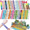 144 Pcs Slap Bracelets Wristbands with Emoji Animals Friendship Heart Print Design for kids Valentine’s Day Party Favors Classroom Prizes Exchanging Gifts