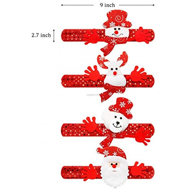 20 Pieces Glitter Christmas Slap Bracelets Christmas Snap Bracelet Party Favors Xmas Slap Bands Include Santa Claus Snowman Reindeer Bear Christmas Decorations for Girls and Boys