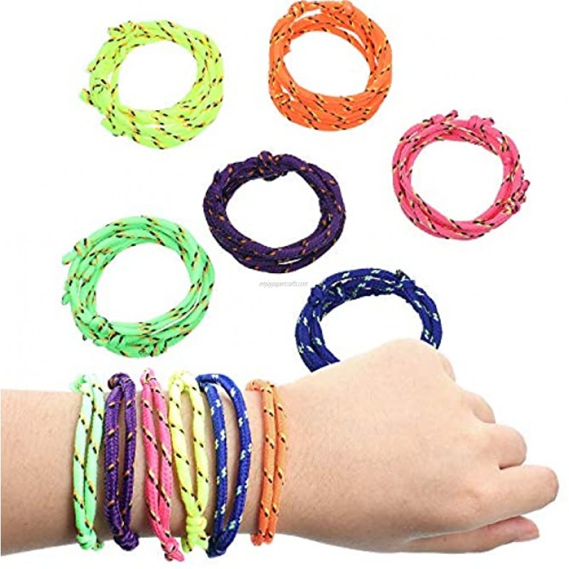 216 Neon Rope Woven Adjustable Friendship Bracelets in 6 Assorted Neon Colors Neon Colors Toys for Goody Bag Christmas Stocking Stuffer or for Christmas Gift