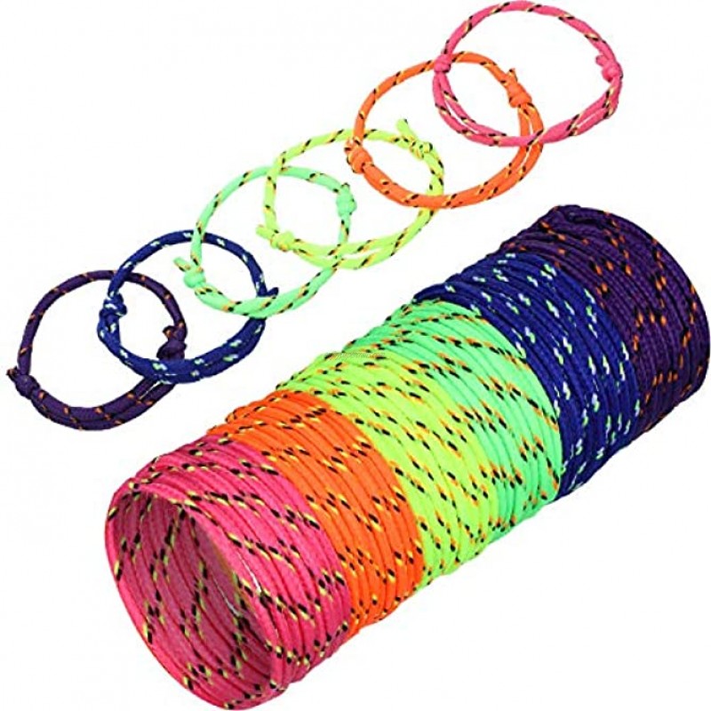 216 Neon Rope Woven Adjustable Friendship Bracelets in 6 Assorted Neon Colors Neon Colors Toys for Goody Bag Christmas Stocking Stuffer or for Christmas Gift