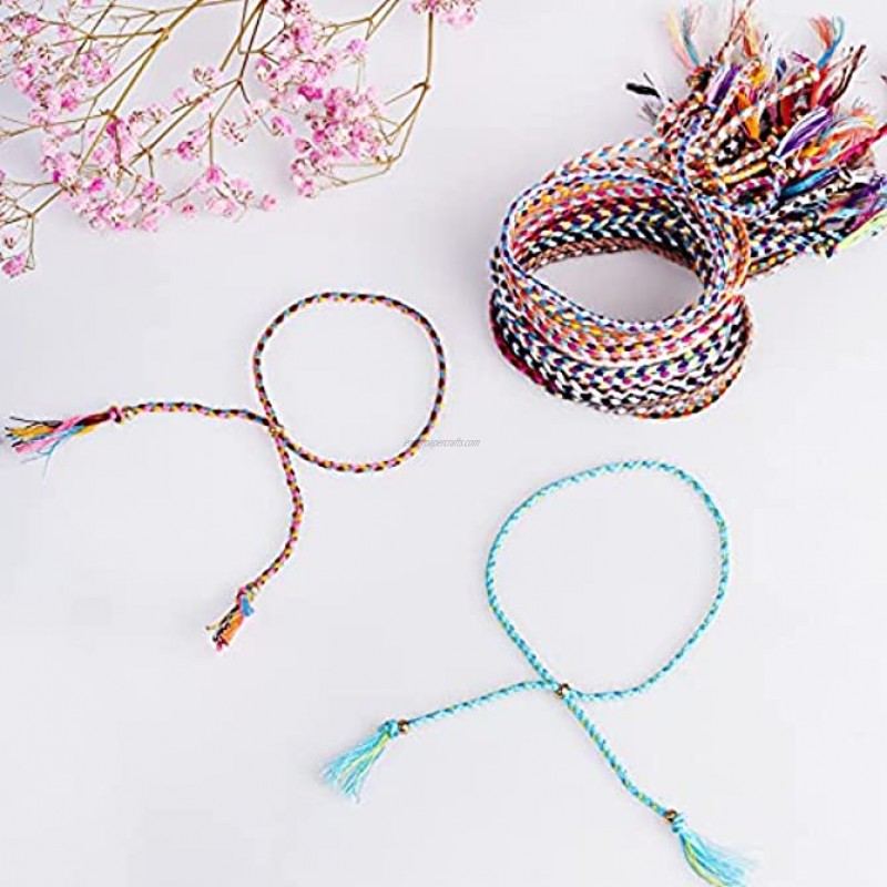 Dxhycc 24 Pieces Woven Friendship Bracelets Handmade Braided Friendship Bracelet with a Sliding Knot Closure for Kids and Adults Party Favors